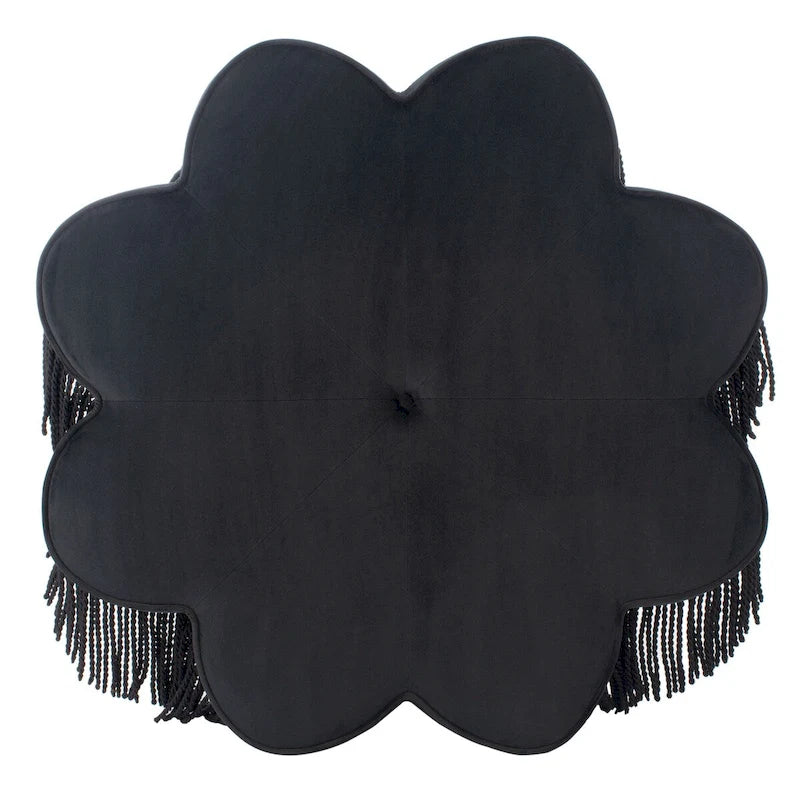 Pouf en velours à franges en forme de fleur Katia de SAFAVIEH
