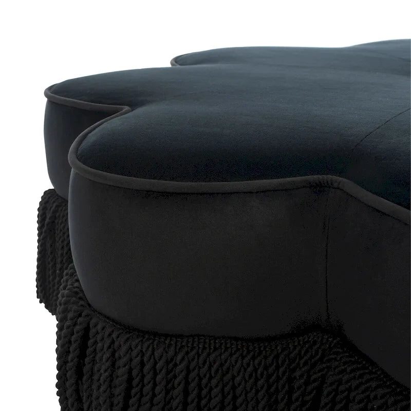 Pouf en velours à franges en forme de fleur Katia de SAFAVIEH