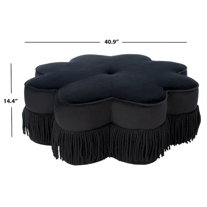 Pouf en velours à franges en forme de fleur Katia de SAFAVIEH