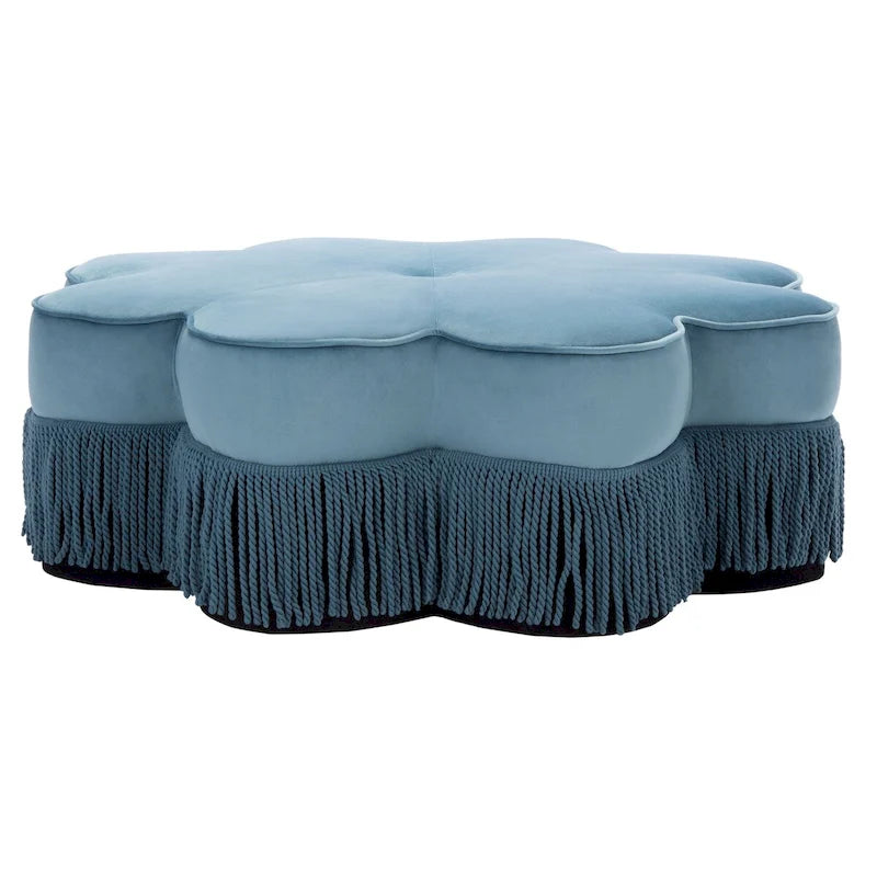 Pouf en velours à franges en forme de fleur Katia de SAFAVIEH