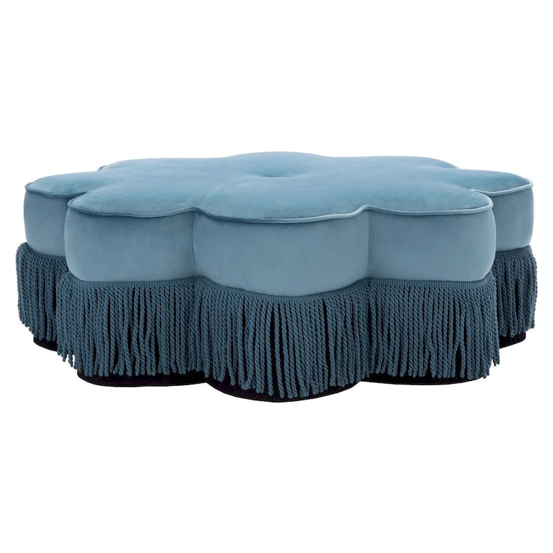 Pouf en velours à franges en forme de fleur Katia de SAFAVIEH