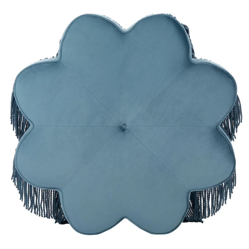 Pouf en velours à franges en forme de fleur Katia de SAFAVIEH
