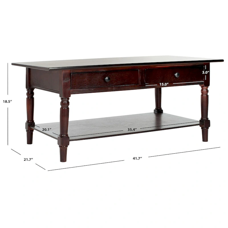 Table basse SAFAVIEH Bama grise à 2 tiroirs - 41,7 cm L x 21,7 cm P x 18,5 cm H - 42 cm L x 22 cm P x 19 cm H