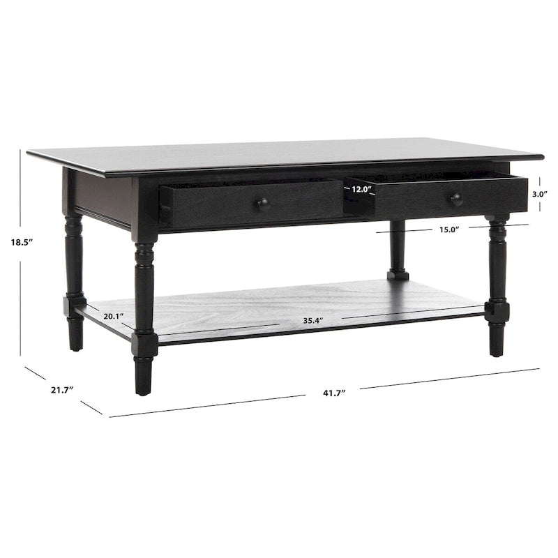Table basse SAFAVIEH Bama grise à 2 tiroirs - 41,7 cm L x 21,7 cm P x 18,5 cm H - 42 cm L x 22 cm P x 19 cm H