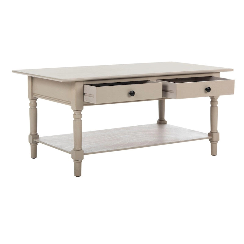 Table basse SAFAVIEH Bama grise à 2 tiroirs - 41,7 cm L x 21,7 cm P x 18,5 cm H - 42 cm L x 22 cm P x 19 cm H