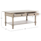 Table basse SAFAVIEH Bama grise à 2 tiroirs - 41,7 cm L x 21,7 cm P x 18,5 cm H - 42 cm L x 22 cm P x 19 cm H