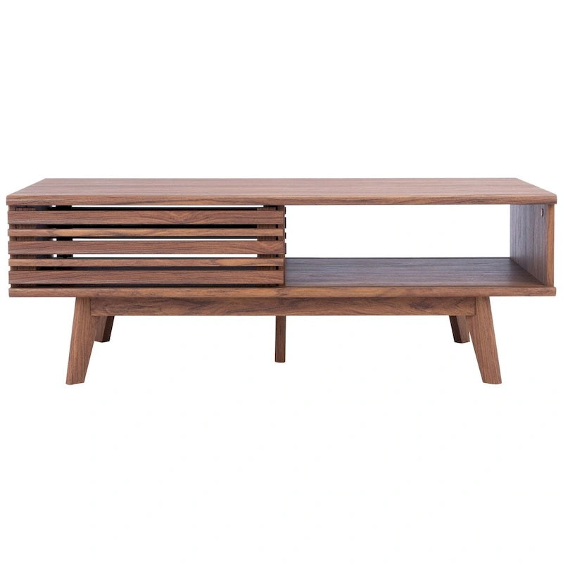 Table basse SAFAVIEH Ameetha style milieu du siècle, 1 étagère, noyer - 117 cm L x 58 cm P x 41 cm H