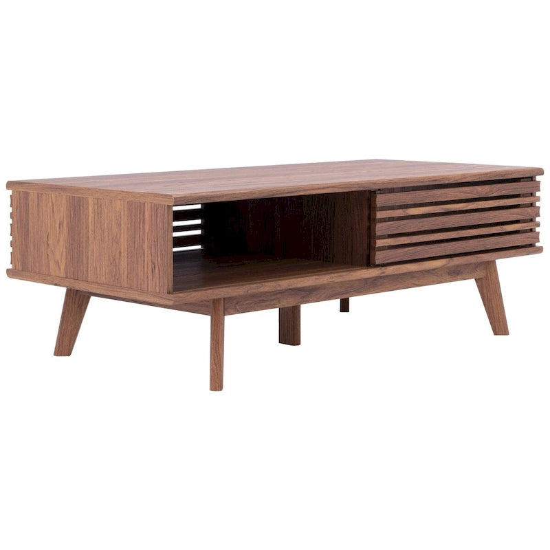 Table basse SAFAVIEH Ameetha style milieu du siècle, 1 étagère, noyer - 117 cm L x 58 cm P x 41 cm H