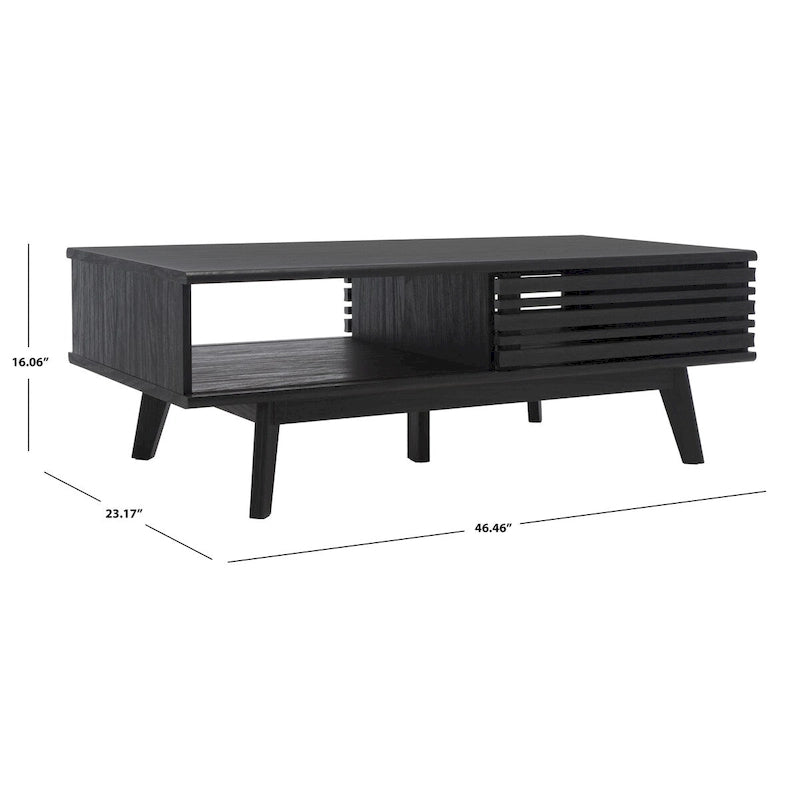 Table basse SAFAVIEH Ameetha style milieu du siècle, 1 étagère, noyer - 117 cm L x 58 cm P x 41 cm H