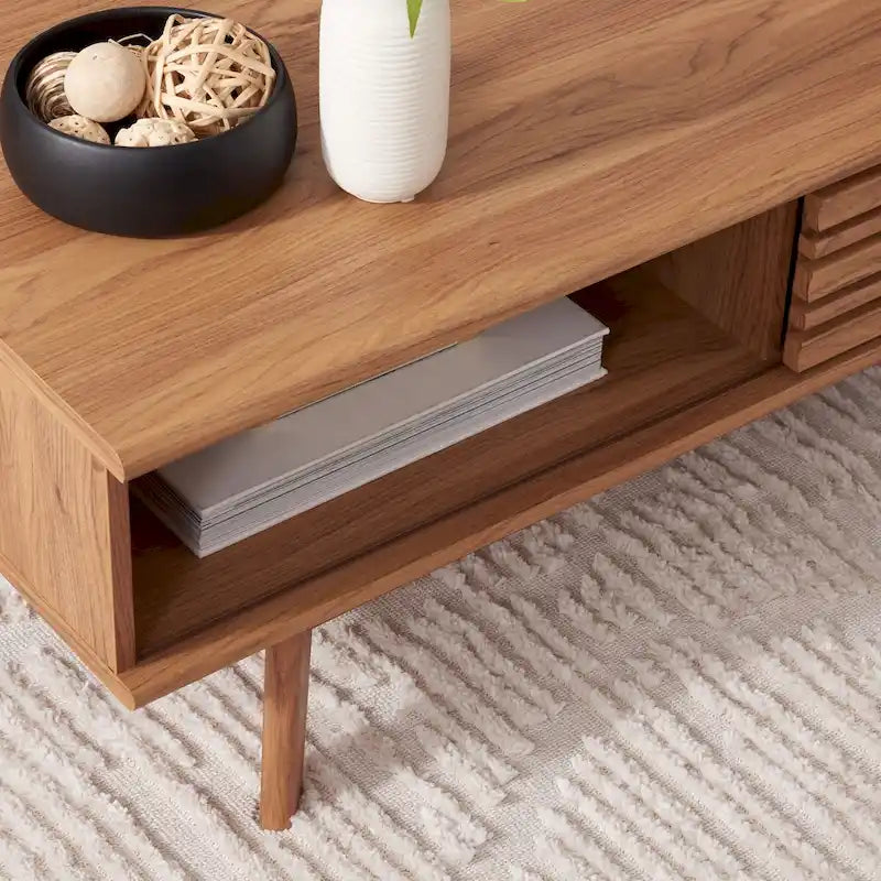 Table basse SAFAVIEH Ameetha style milieu du siècle, 1 étagère, noyer - 117 cm L x 58 cm P x 41 cm H