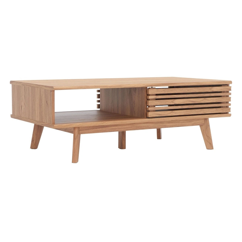 Table basse SAFAVIEH Ameetha style milieu du siècle, 1 étagère, noyer - 117 cm L x 58 cm P x 41 cm H