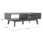 Table basse SAFAVIEH Ameetha style milieu du siècle, 1 étagère, noyer - 117 cm L x 58 cm P x 41 cm H