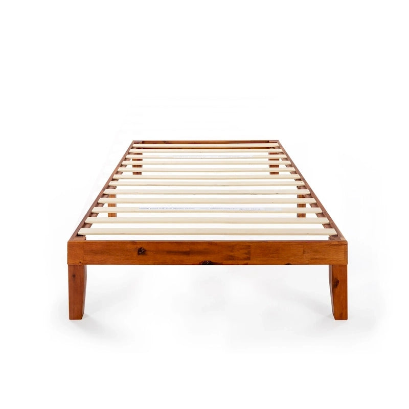 Cadre de lit plateforme classique en bois massif de 12 pouces