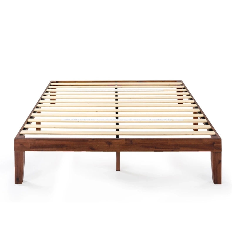 Cadre de lit plateforme classique en bois massif de 12 pouces