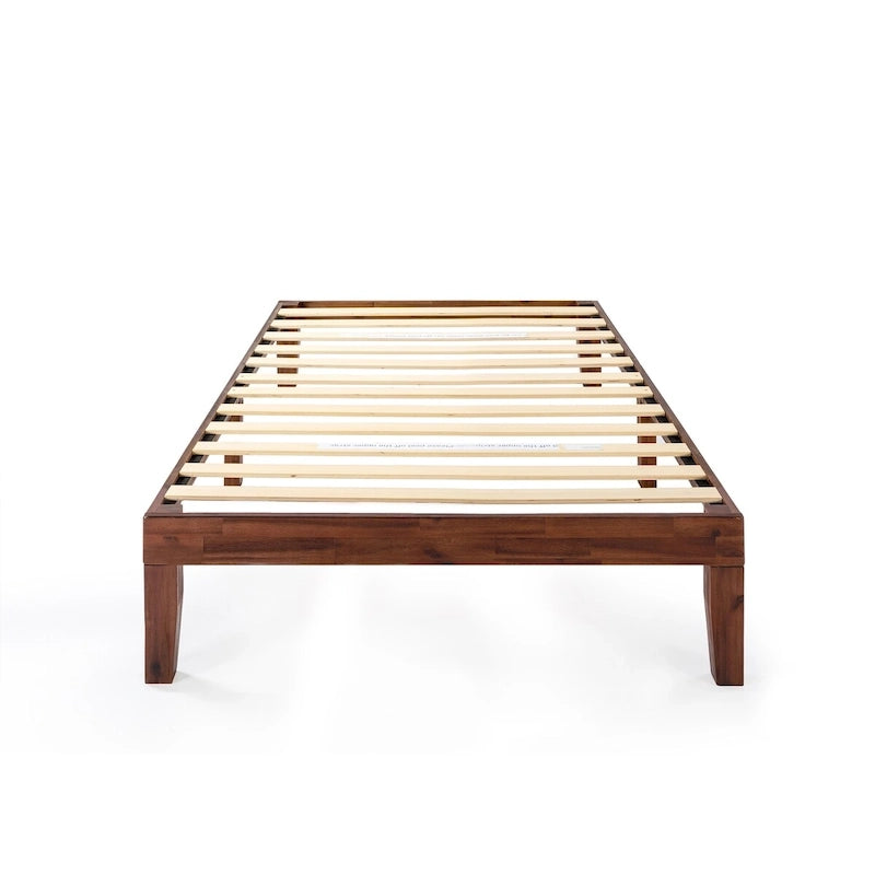 Cadre de lit plateforme classique en bois massif de 12 pouces