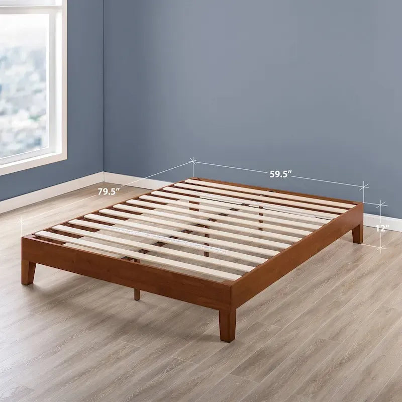 Grand cadre de lit plateforme en bois massif de 30 cm (12 pouces) de Crown Comfort