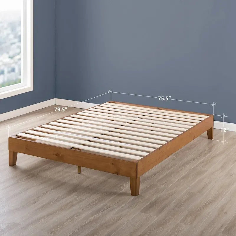 Grand cadre de lit plateforme en bois massif de 30 cm (12 pouces) de Crown Comfort