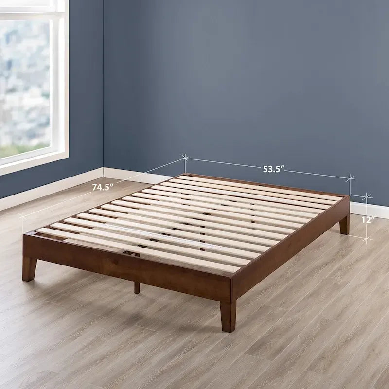 Grand cadre de lit plateforme en bois massif de 30 cm (12 pouces) de Crown Comfort