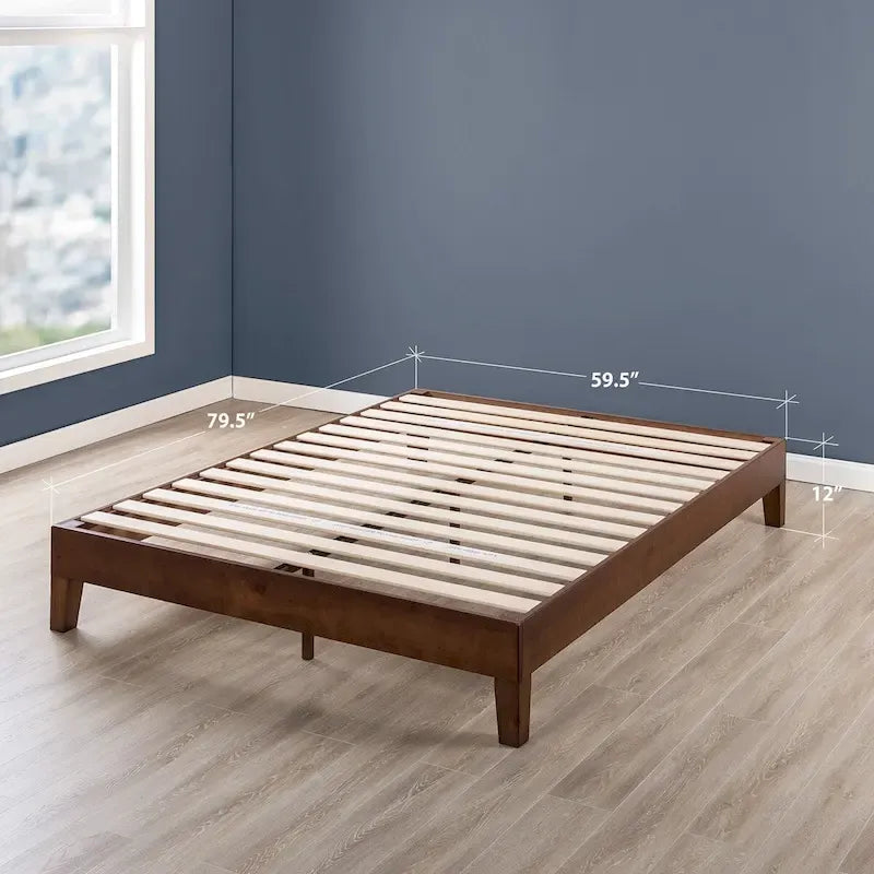Grand cadre de lit plateforme en bois massif de 30 cm (12 pouces) de Crown Comfort