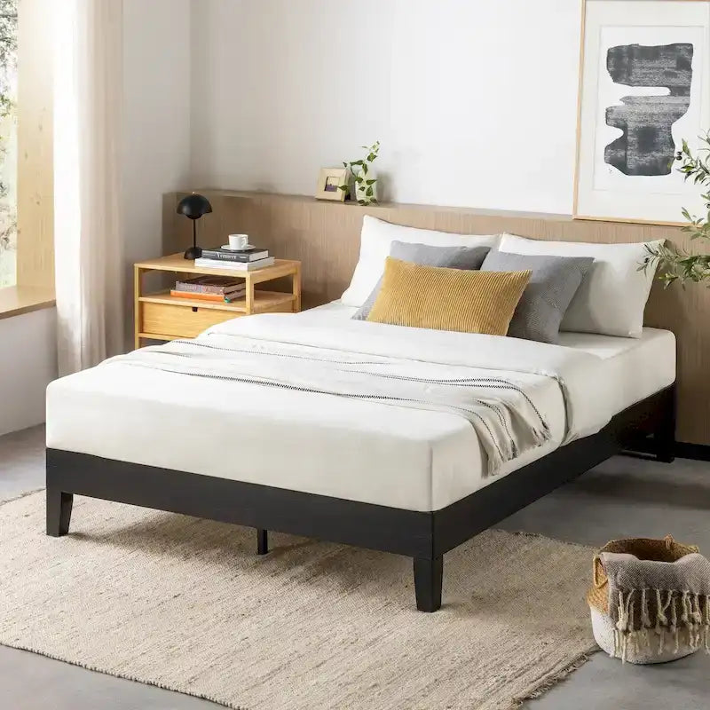 Grand cadre de lit plateforme en bois massif de 30 cm (12 pouces) de Crown Comfort