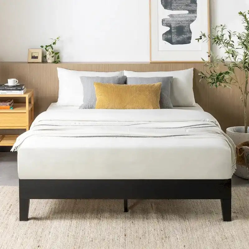 Grand cadre de lit plateforme en bois massif de 30 cm (12 pouces) de Crown Comfort