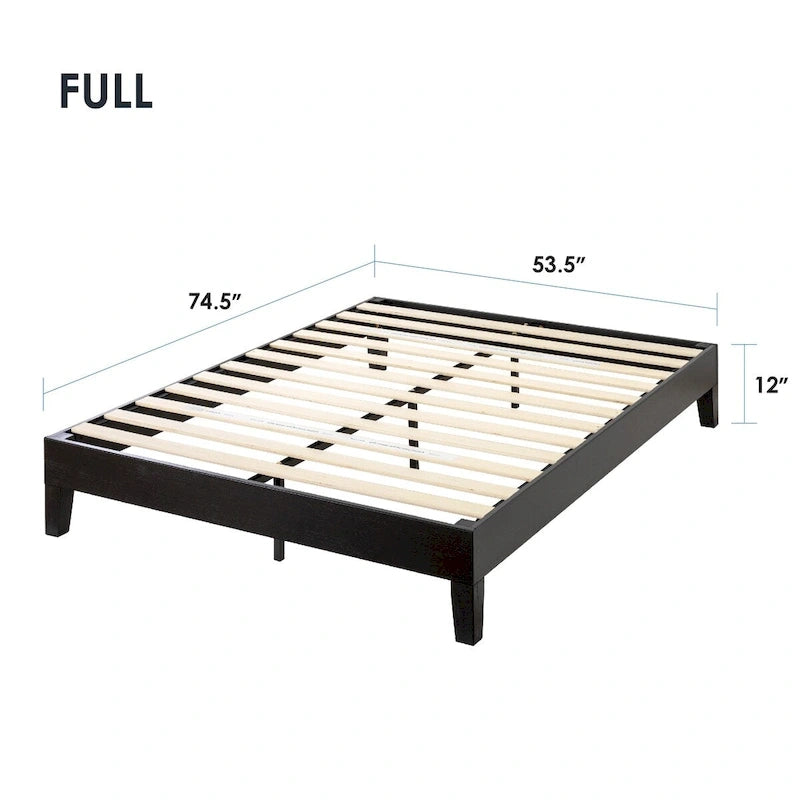 Grand cadre de lit plateforme en bois massif de 30 cm (12 pouces) de Crown Comfort