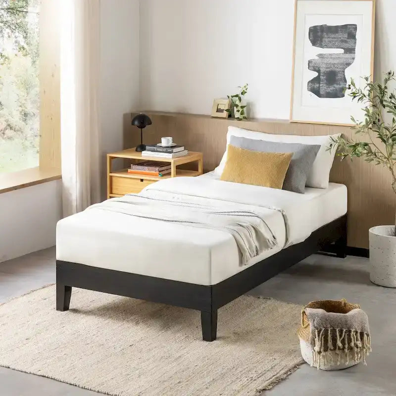 Grand cadre de lit plateforme en bois massif de 30 cm (12 pouces) de Crown Comfort