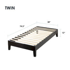 Grand cadre de lit plateforme en bois massif de 30 cm (12 pouces) de Crown Comfort