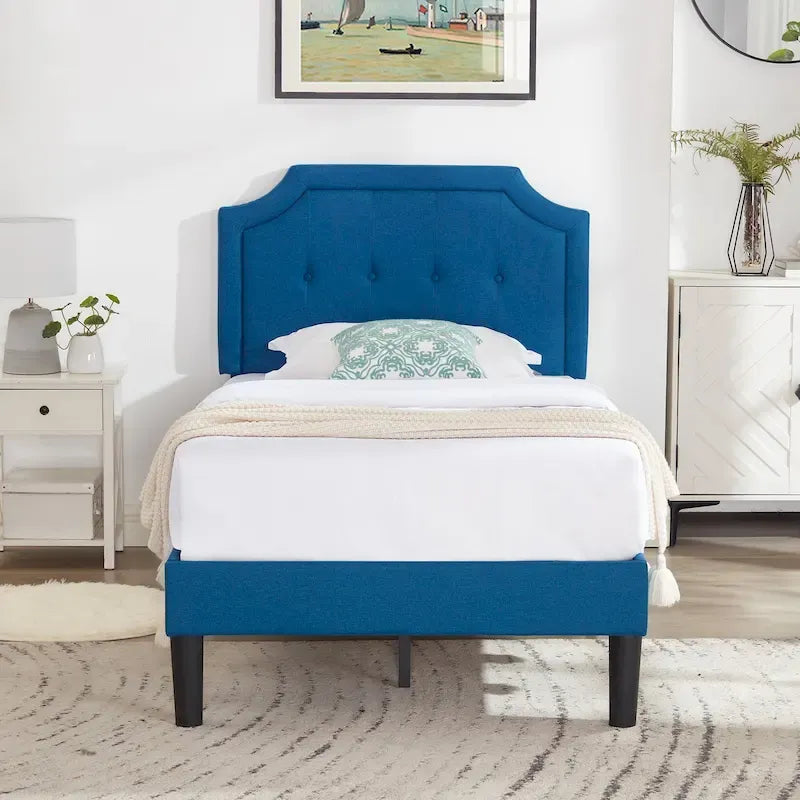 Cadre de lit moderne Javlergo avec tête de lit réglable en hauteur, sans sommier nécessaire