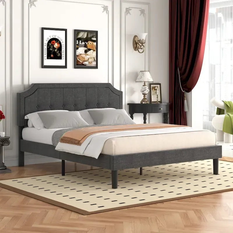Cadre de lit moderne Javlergo avec tête de lit réglable en hauteur, sans sommier nécessaire