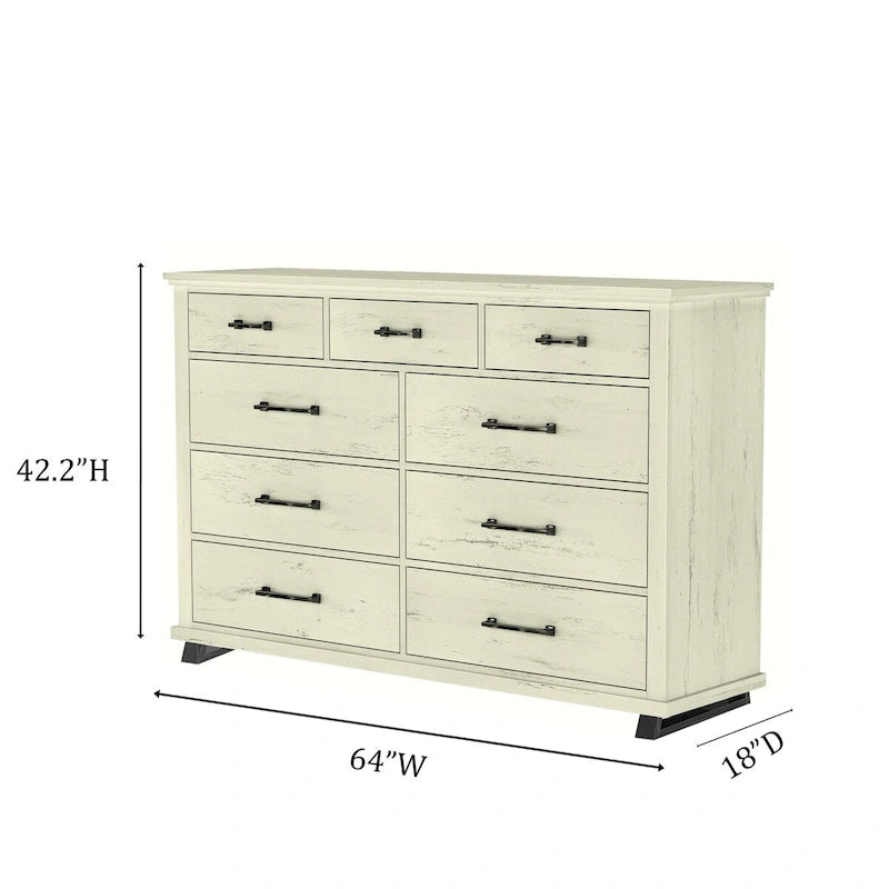 Commode à 9 tiroirs de 162,5 cm de large - Design contemporain avec grand espace de rangement