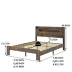 Cadre de lit plateforme avec tête de lit éclairée par LED et rangement, 2 ports USB, lit King/Full/Queen