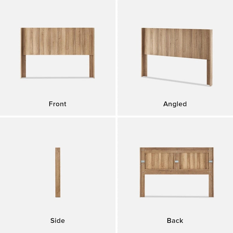 Tête de lit Brooklyn de mopio, 158,7 cm de large (tête de lit seule), tête de lit en bois, style ferme moderne, bohème, fixation murale, panneau cannelé