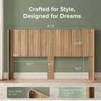 Tête de lit Brooklyn de mopio, 158,7 cm de large (tête de lit seule), tête de lit en bois, style ferme moderne, bohème, fixation murale, panneau cannelé