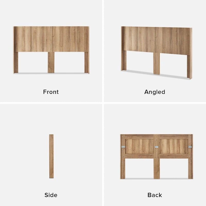 Tête de lit Brooklyn de mopio, 158,7 cm de large (tête de lit seule), tête de lit en bois, style ferme moderne, bohème, fixation murale, panneau cannelé
