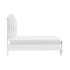 Lit plateforme Russ Queen, éclairage LED, revêtement en similicuir argenté, blanc