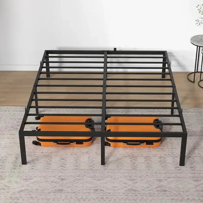 Cadre de lit de 14 pouces avec rangement, supporte jusqu'à 800 lb, aucun sommier requis