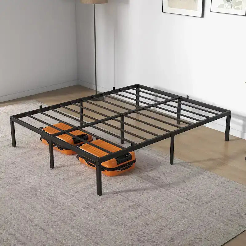 Cadre de lit de 14 pouces avec rangement, supporte jusqu'à 800 lb, aucun sommier requis
