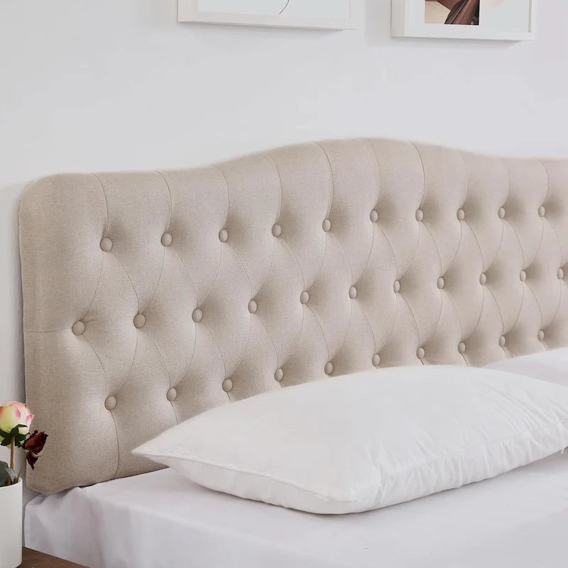 Tête de lit capitonnée pour lit King Size, tête de lit boutonnée en forme de losange, hauteur réglable, pieds en bois massif, rembourrage en lin pour lit King Size