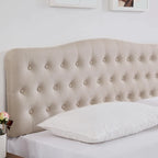 Tête de lit capitonnée pour lit King Size, tête de lit boutonnée en forme de losange, hauteur réglable, pieds en bois massif, rembourrage en lin pour lit King Size