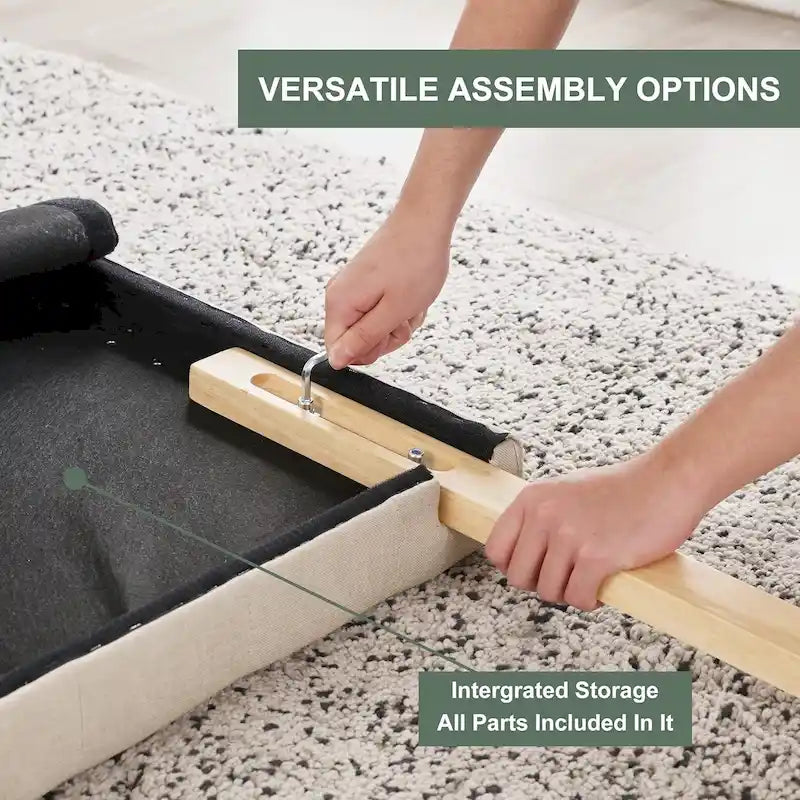 Tête de lit capitonnée pour lit King Size, tête de lit boutonnée en forme de losange, hauteur réglable, pieds en bois massif, rembourrage en lin pour lit King Size