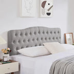 Tête de lit capitonnée pour lit King Size, tête de lit boutonnée en forme de losange, hauteur réglable, pieds en bois massif, rembourrage en lin pour lit King Size