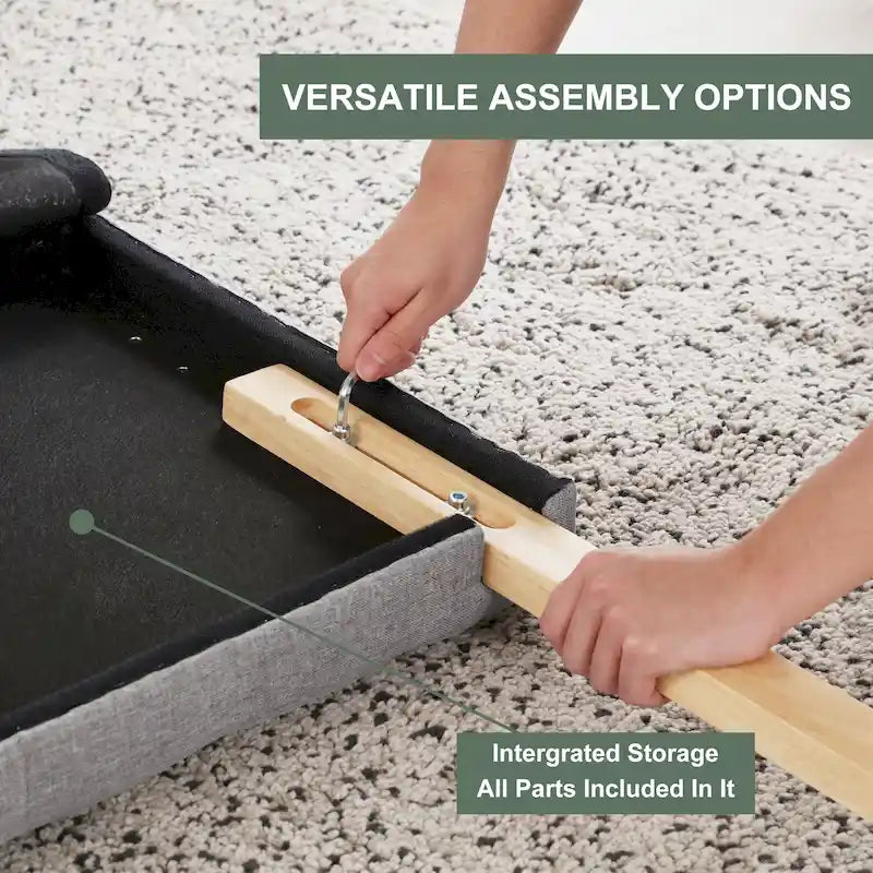 Tête de lit capitonnée pour lit King Size, tête de lit boutonnée en forme de losange, hauteur réglable, pieds en bois massif, rembourrage en lin pour lit King Size