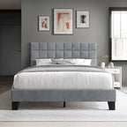 Lit plateforme en velours simple CraftPorch