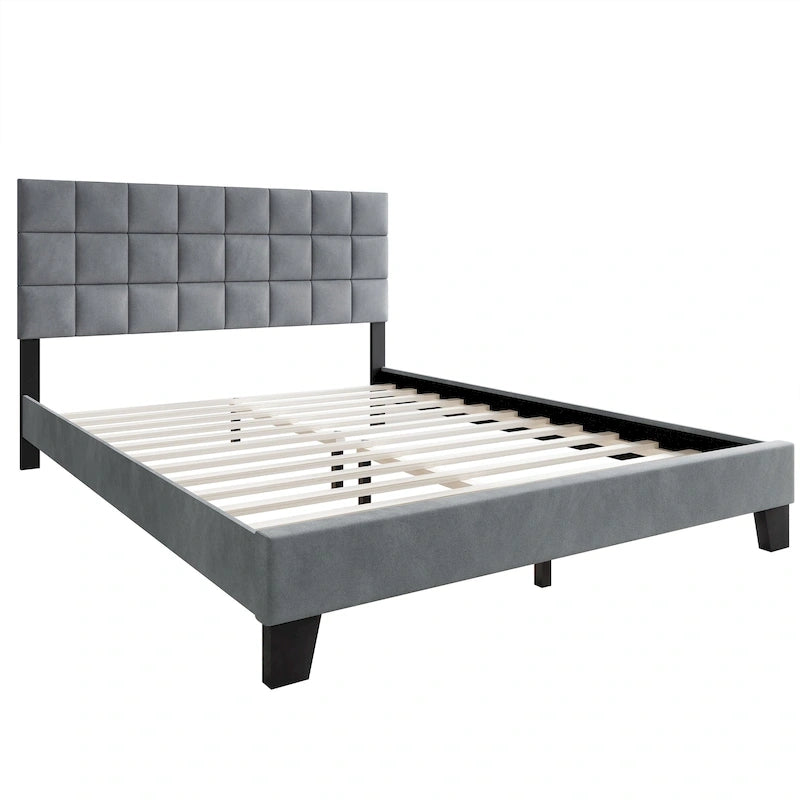 Lit plateforme en velours simple CraftPorch