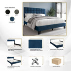 Lit plateforme en velours simple CraftPorch