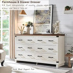 Commode de style campagnard à 6 tiroirs, commode en bois, commode de rangement