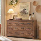 Commode de style campagnard à 7 tiroirs, commode en bois, commode-penderie