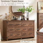 Commode de style campagnard à 7 tiroirs, commode en bois, commode-penderie