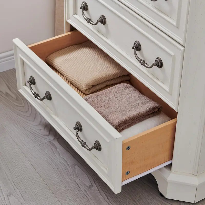 Commode de style campagnard à 5 tiroirs, commode en bois, organisateur de commode